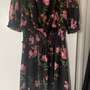 Karl Lagerfeld Black and Pink Puff Sleeve Sundress